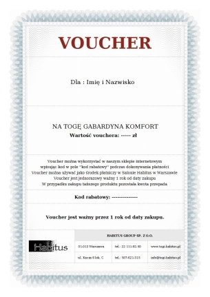 VOUCHER NA TOGĘ GABARDYNA KOMFORT