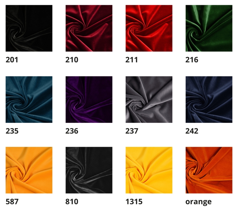Wzornik kolorów aksamitu
